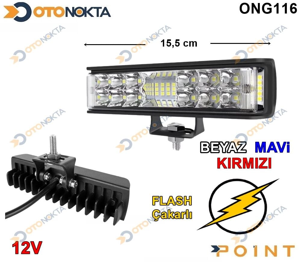 GÜNDÜZ LEDİ ÇAKARLI MODEL 12V BEYAZ MAVİ KIRMIZI