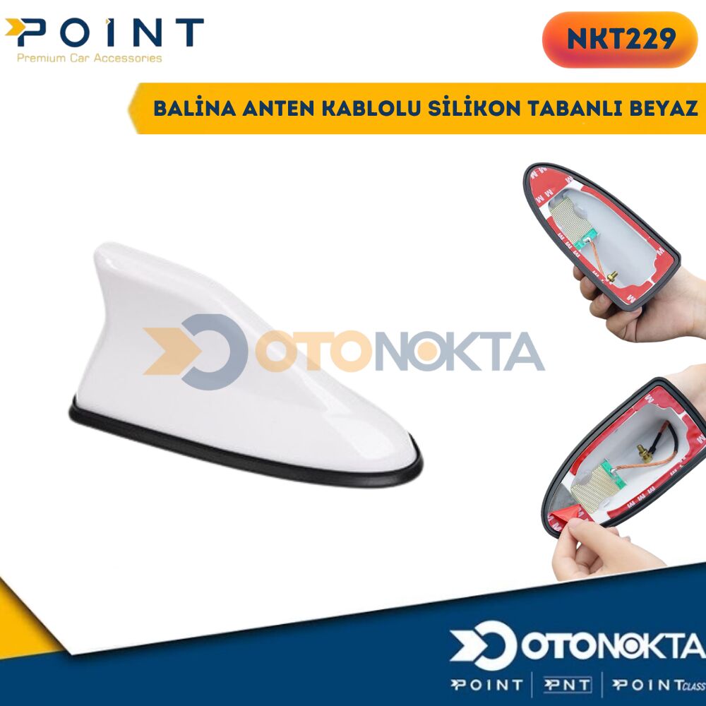 BALİNA ANTEN KABLOLU SİLİKON TABANLI BEYAZ