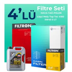 Filtron Renault Kadjar 1.2 Benzin TCe Filtre Bakım Seti Liqui Moly Motor Yağlı (2015-2018) 4 Lü