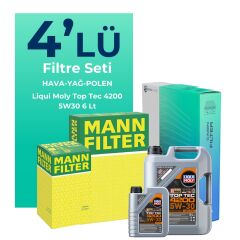MANN Audi A7 3.0 Dizel QUATRO 272 HP Filtre Bakım Seti Liqui Moly Motor Yağlı (2014-2018) 4 Lü