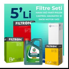 Filtron Chevrolet Aveo / Kalos 1.3 Dizel Filtre Bakım Seti Castrol Motor Yağlı (2011-2015) 5 Li