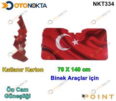 GÜNEŞLİK KARTON TÜRK BAYRAĞI 70X140 CM YERLİ