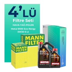 MANN Mercedes C180 Kompresör 1.6 Benzin Filtre Bakım Seti Motul Motor Yağlı (2008-2014) 4 Lü