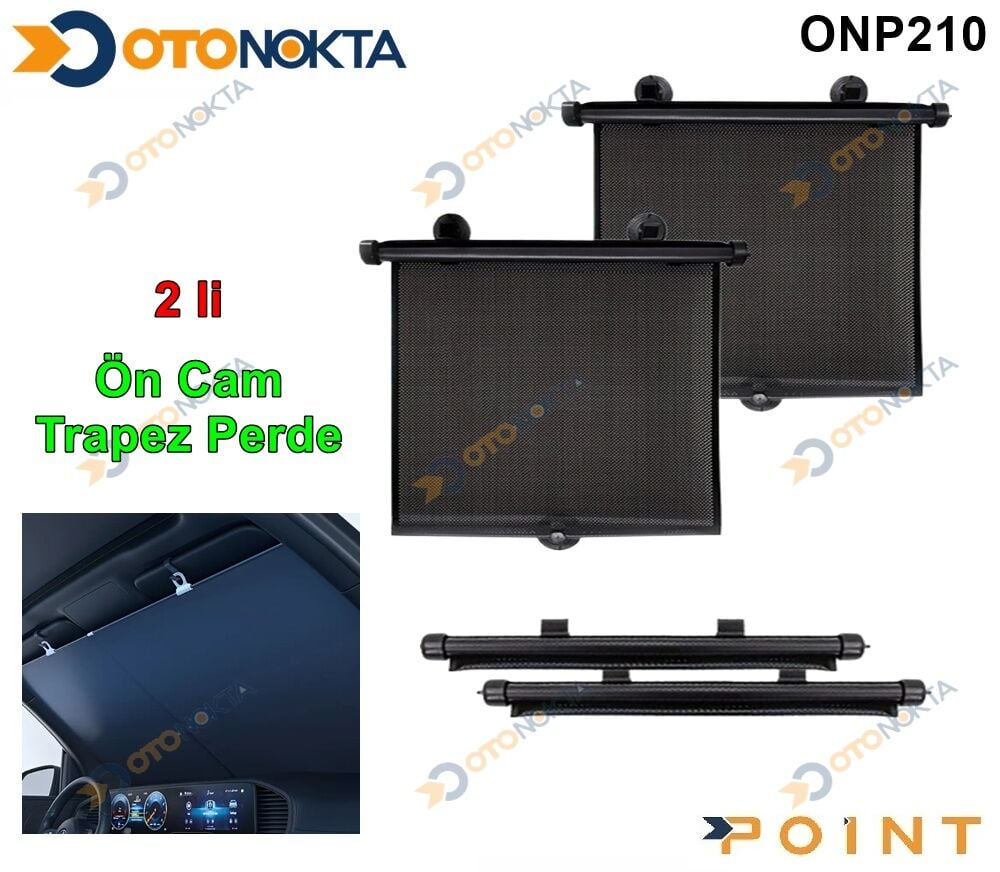 ÖN CAM GÜNEŞLİK TRAPEZ PERDE MODEL SİYAH POİNT