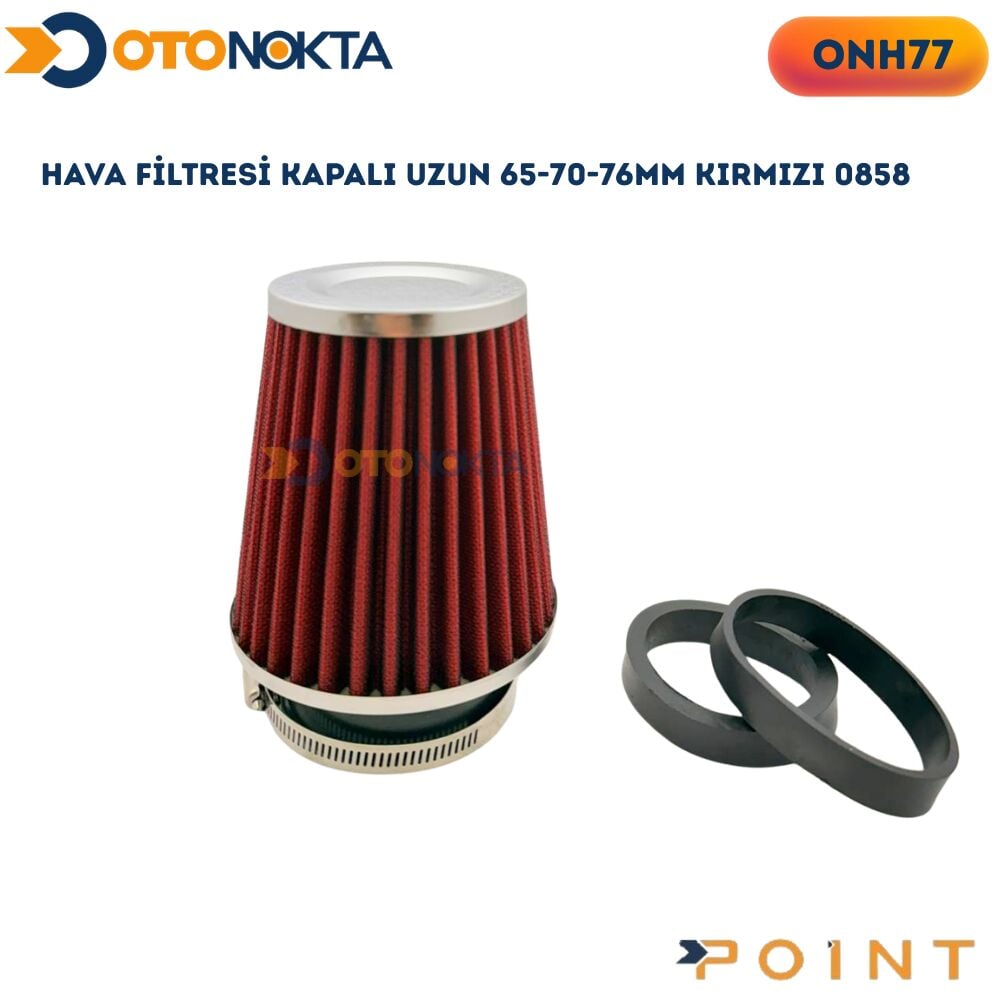 HAVA FİLTRESİ KAPALI UZUN 65-70-76MM KIRMIZI 0858
