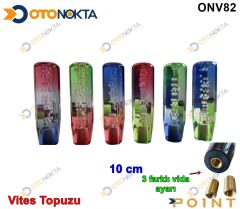 VİTES TOPUZU ŞEFFAF DAMLACIK 10CM  RENKLİ POİNT