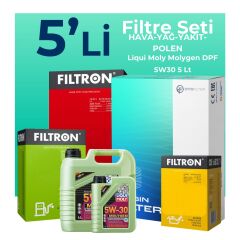 Filtron Opel Vectra 1.9 Dizel Filtre Bakım Seti Liqui Moly Motor Yağlı (2005-2009) 5 Li