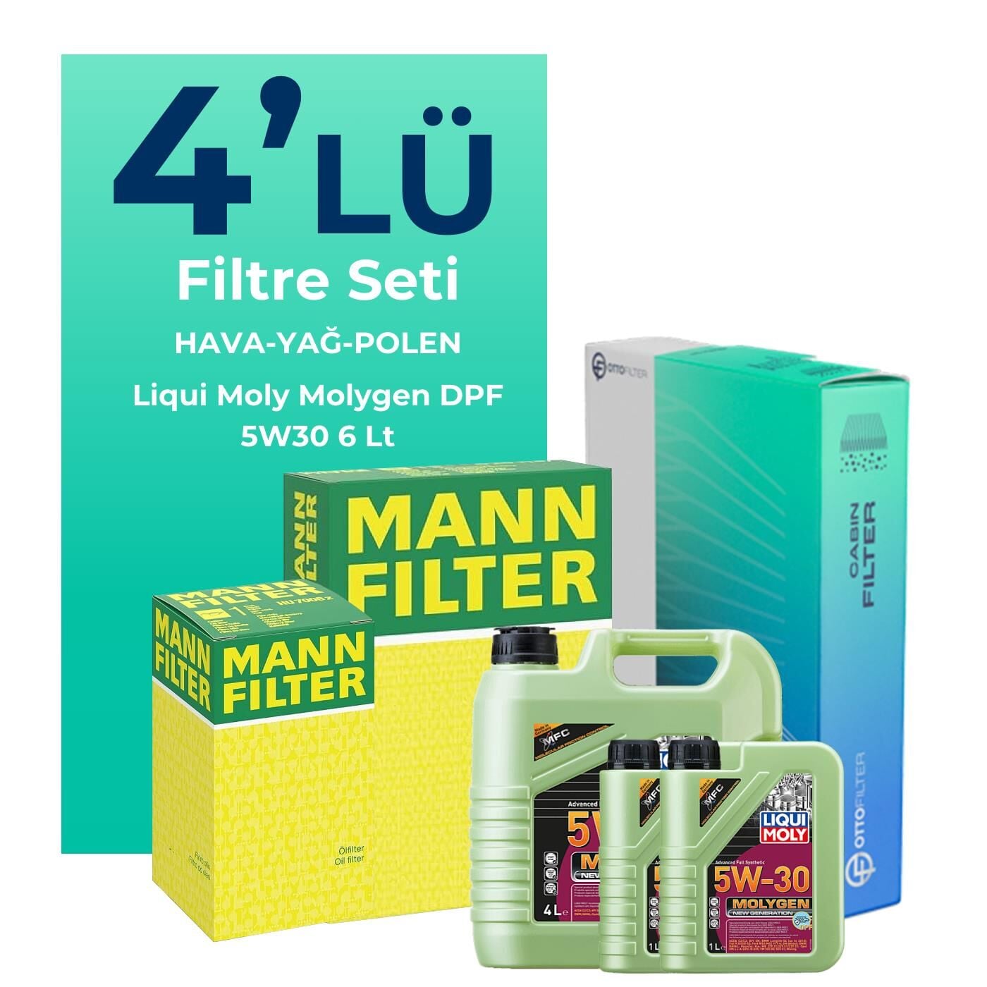 MANN Kia Rio 1.4 Dizel Filtre Bakım Seti Liqui Moly Motor Yağlı (2011-2017) 4 Lü