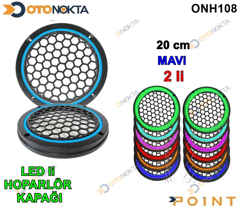 20 CM HOPARLÖR KAPAĞI IŞIKLI MAVİ