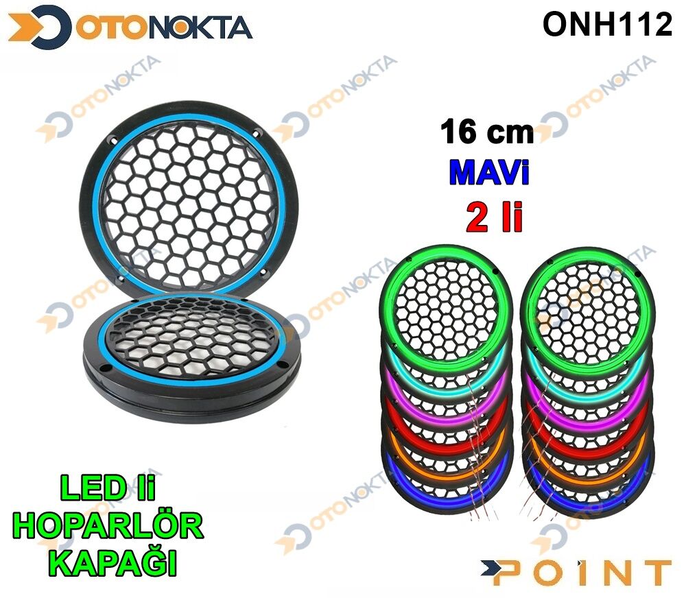 16 CM HOPARLÖR KAPAĞI IŞIKLI MAVİ