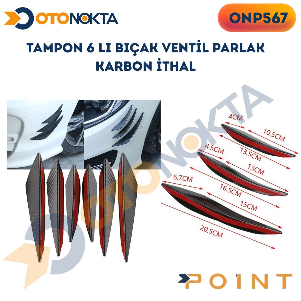 TAMPON 6 LI BIÇAK VENTİL PARLAK KARBON İTHAL