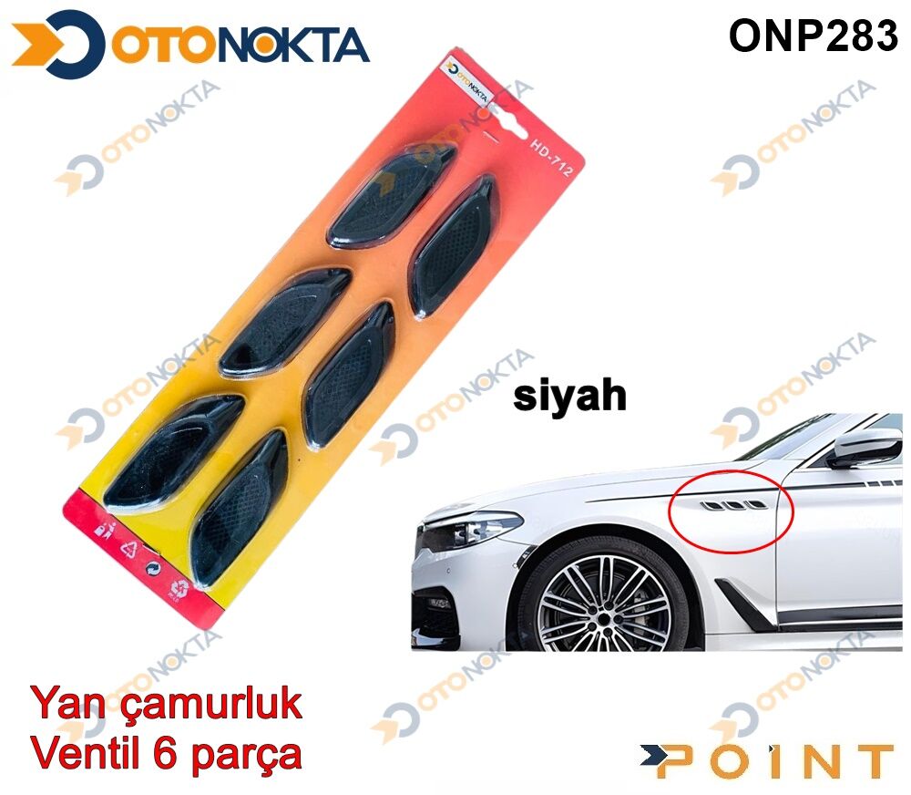 YAN ÇAMURLUK VENTİL MİNİ 6 PRÇ SİYAH POİNT