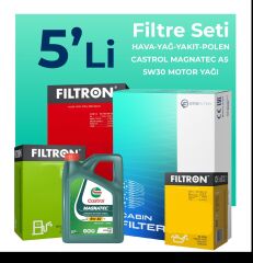 Filtron Volvo V40 1.6 Dizel Filtre Bakım Seti Castrol Motor Yağlı (2013-2015) 5 Li