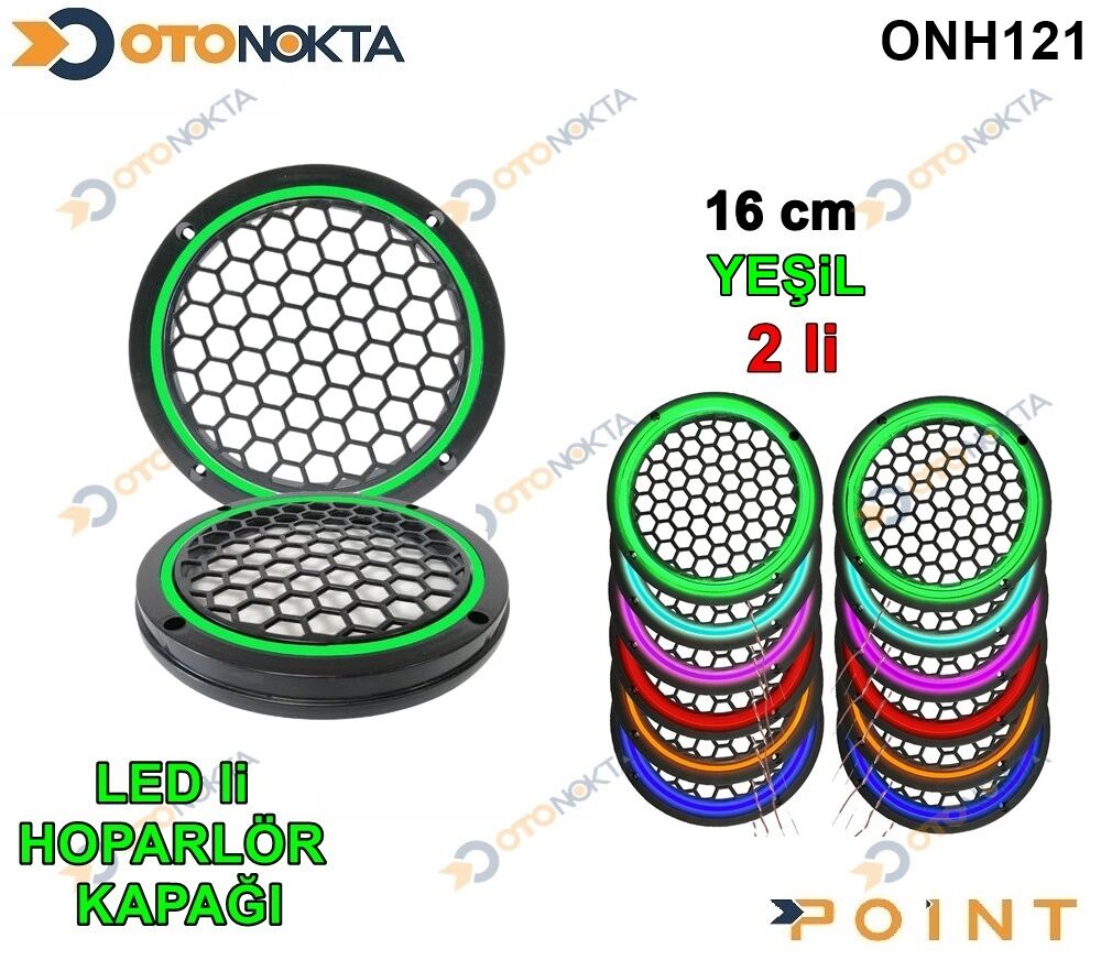 16 CM HOPARLÖR KAPAĞI IŞIKLI YEŞİL