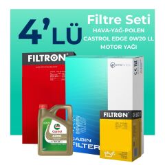 Filtron Land Rover Discovery 2.0 Benzinli Filtre Bakım Seti Castrol Motor Yağlı (2017-2022) 4 Lü