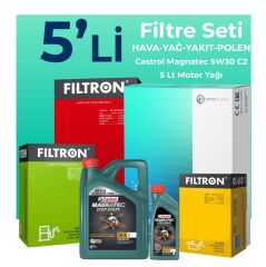 Filtron Opel Vectra 1.9 Dizel Filtre Bakım Seti Castrol Motor Yağlı (2005-2009) 5 Li