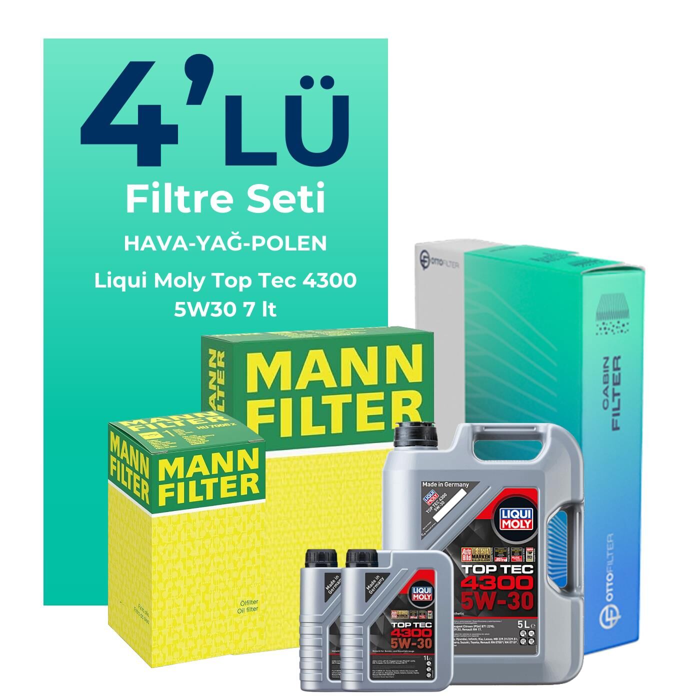 MANN Nissan Navara 2.3 Dizel Filtre Bakım Seti Liqui Moly Motor Yağlı (2015-2021) 4 Lü