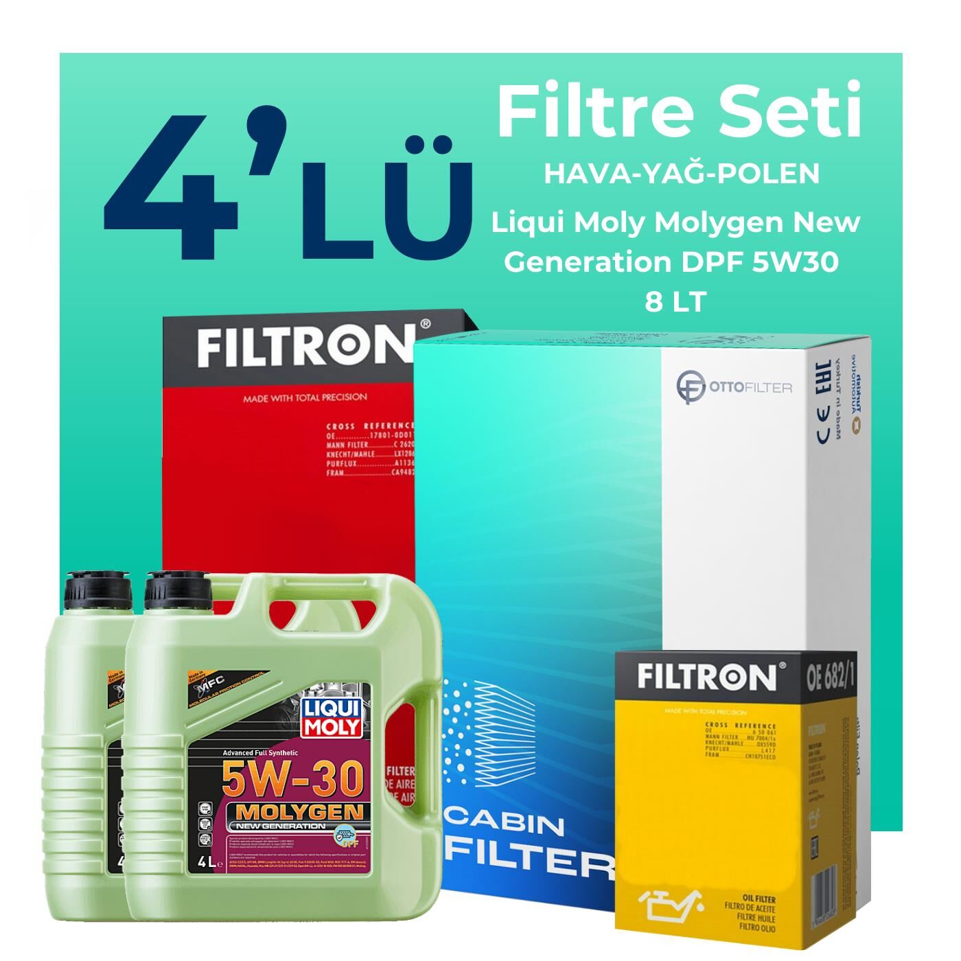 Filtron Mercedes S350 Dizel Filtre Bakım Seti Liqui Moly Motor Yağlı (2009-2013) 4 Lü