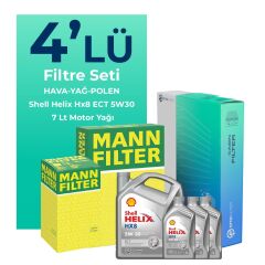 MANN Jaguar XF 2.7 Dizel Filtre Bakım Seti Shell Motor Yağlı (2007-2015) 4 Lü