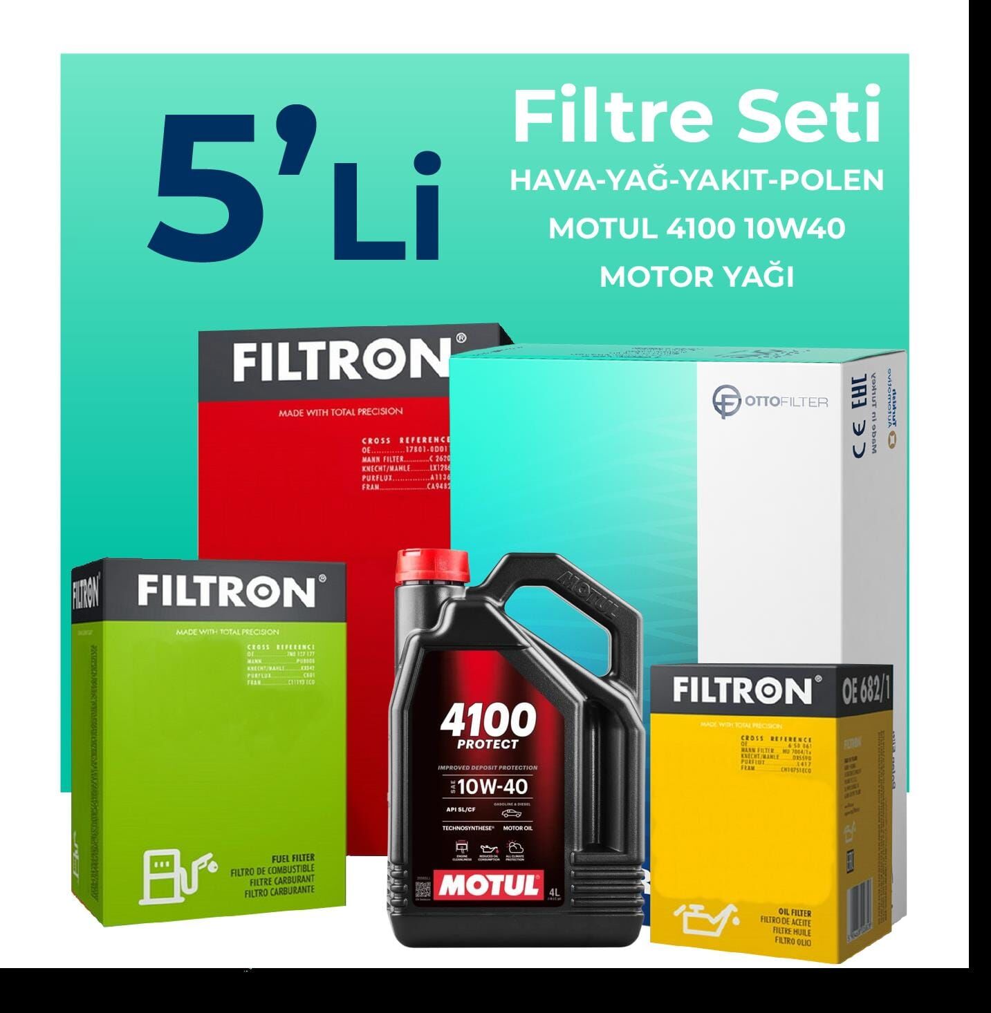 Filtron Jeep Grand Cherokee 2.7 Dizel Filtre Bakım Seti Motul Motor Yağlı (1998-2006) 5 Li