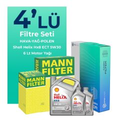 MANN BMW 5.20 Dizel Filtre Bakım Seti Shell Motor Yağlı (2007-2010) 4 Lü