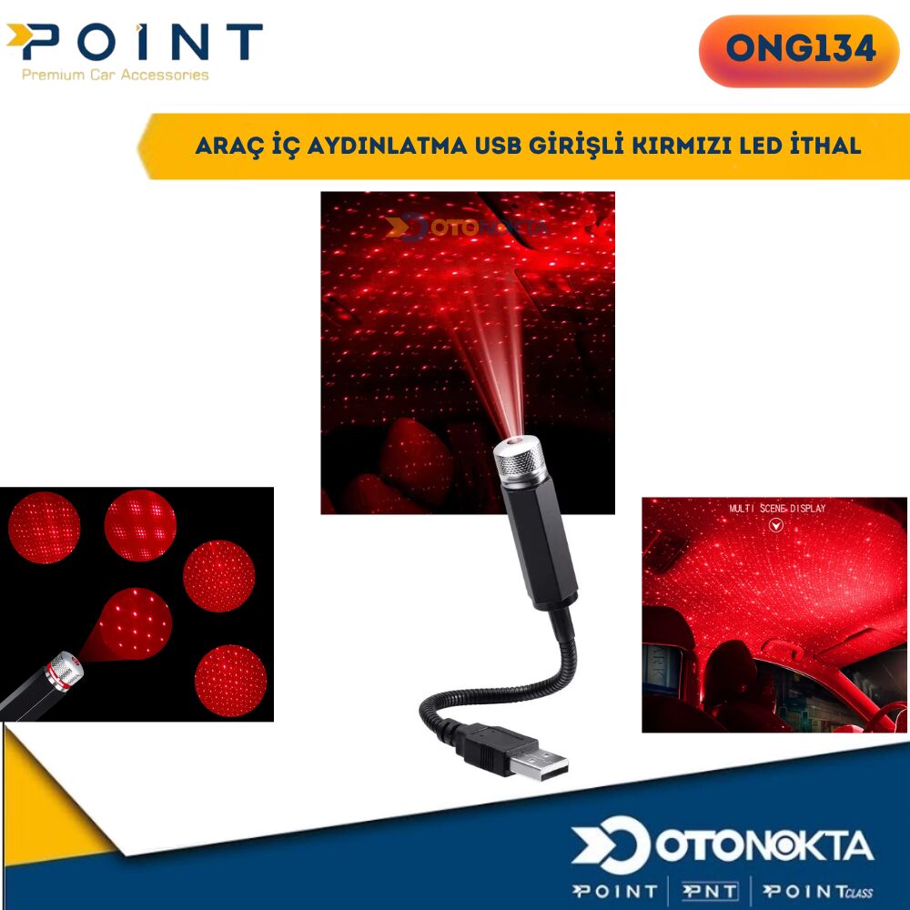 ARAÇ İÇ AYDINLATMA USB GİRİŞLİ KIRMIZI LED İTHAL