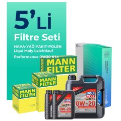 MANN Volkswagen Caddy 2.0 Dizel Filtre Bakım Seti Liqui Moly Motor Yağlı (2020-2025) 5 Li
