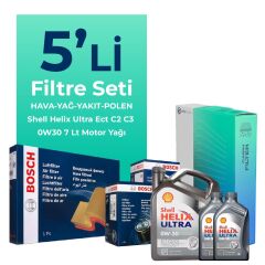 BOSCH Ford Courier 1.5 EcoBlue Filtre Bakım Seti Shell Motor Yağlı (2018-2023) 5 Li