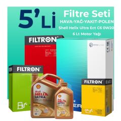 Filtron Ford Focus 1.5 Dizel Otomatik Filtre Bakım Seti Shell Motor Yağlı (2018-2024) 5 Li