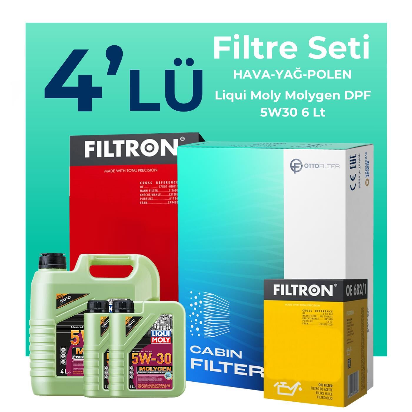 Filtron Isuzu D-Max 2.5 Filtre Bakım Seti Liqui Moly Motor Yağlı (2012-2017) 4 Lü