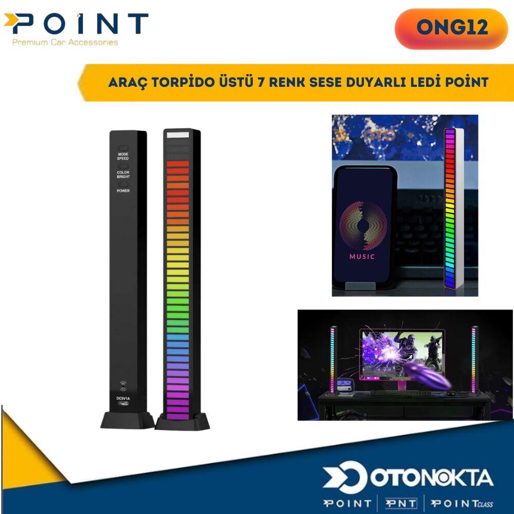 ARAÇ TORPİDO ÜSTÜ 7 RENK SESE DUYARLI  LEDİ POİNT