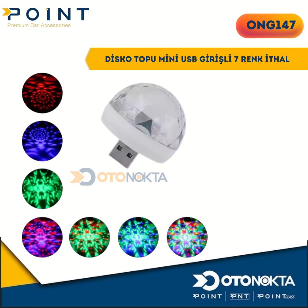 DİSKO TOPU MİNİ USB GİRİŞLİ  7 RENK İTHAL
