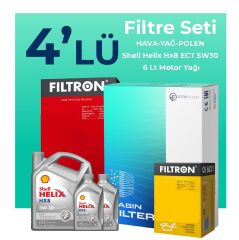Filtron Nissan Qashqai 1.3 Benzin Filtre Bakım Seti Shell Motor Yağlı (2021-2025) 4 Lü