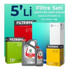 Filtron Dacia Sandero 1.5 BlueDci Dizel Filtre Bakım Seti Castrol Motor Yağlı (2018-2021) 5 Li