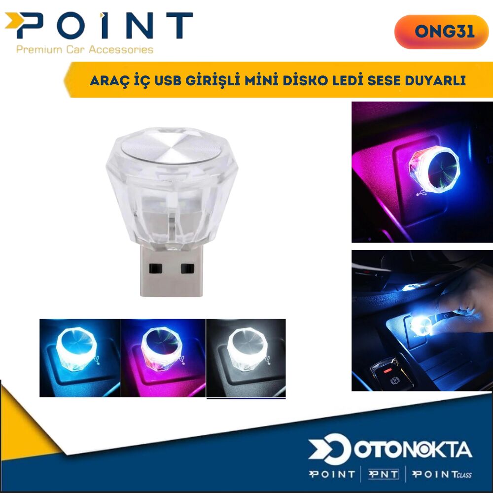 ARAÇ İÇ USB GİRİŞLİ MİNİ DİSKO LEDİ SESE DUYARLI