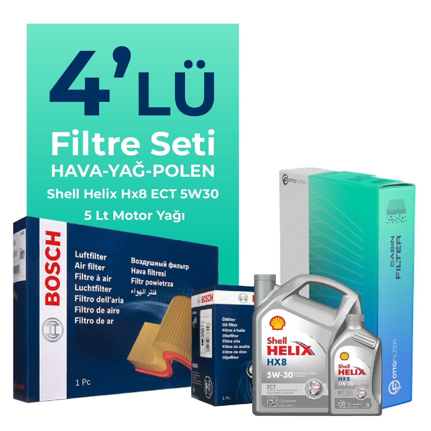 BOSCH Suzuki Grand Vitara 1.6 Filtre Bakım Seti Shell Motor Yağlı (2006-2015) 4 Lü