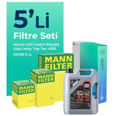 MANN Fiat Doblo 1.3 Dizel Filtre Bakım Seti Liqui Moly Motor Yağlı EURO 6 (2015-2022) 5 Li