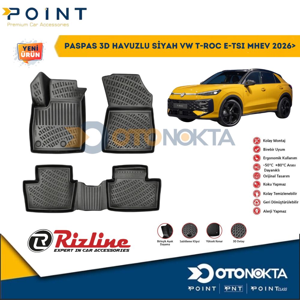 PASPAS 3D HAVUZLU SİYAH VW T-ROC E-TSI MHEV 2026>