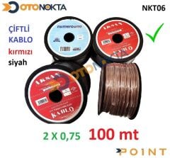 KABLO YASSI  2X0,75 100MT ÇİFTLİ KIRMIZI SİYAH AKS