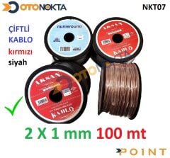 KABLO YASSI 2X1 100 MT ÇİFTLİ KIRMIZI SİYAH AKSAN