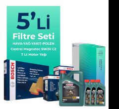 BOSCH Mitsubishi L200 2.5 Dizel Filtre Bakım Seti Castrol Motor Yağlı (2008-2015) 5 Li