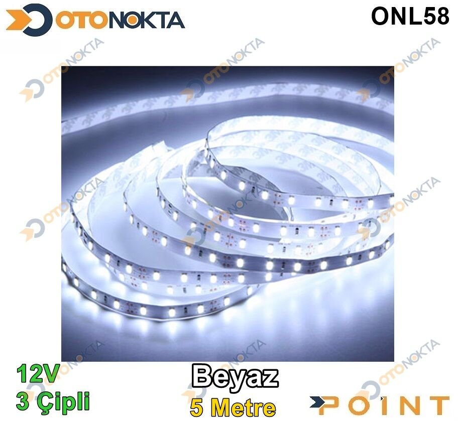 LED ŞERİT 5 MT 12V 3 ÇİP Lİ BEYAZ 179- POİNT