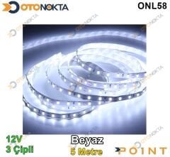 LED ŞERİT 5 MT 12V 3 ÇİP Lİ BEYAZ 179- POİNT