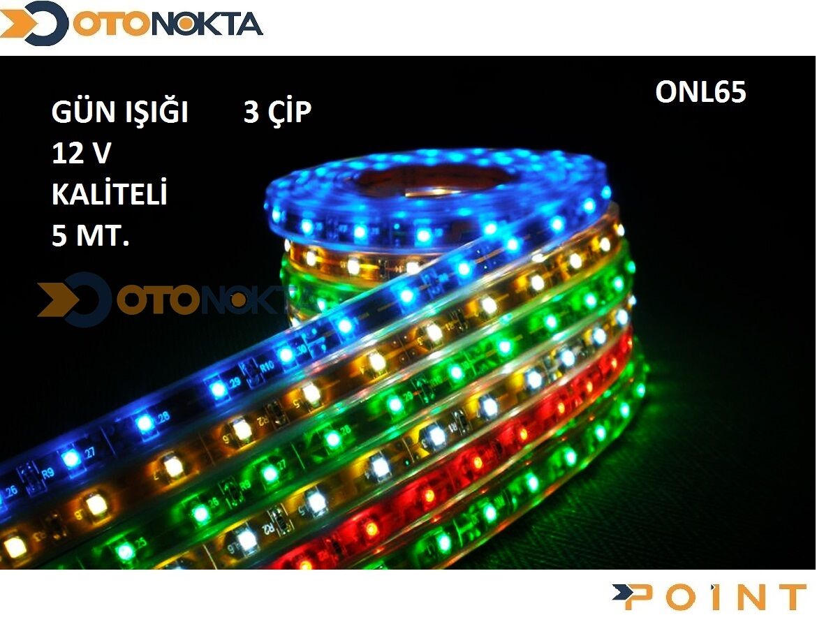 LED ŞERİT 5MT 12V 3 ÇİP Lİ GÜNIŞIĞI POİNT