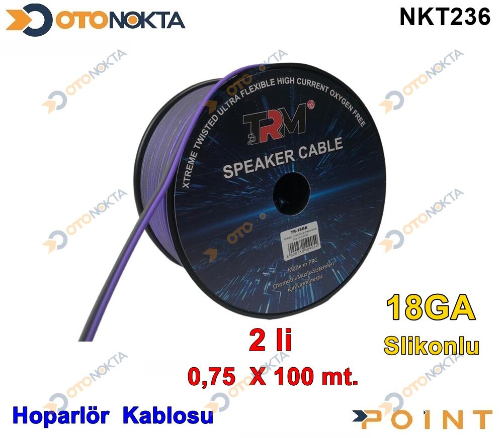 ANFİ KABLO TESİSAT HOPARLÖR KABLO  2 Lİ 18GA TRM