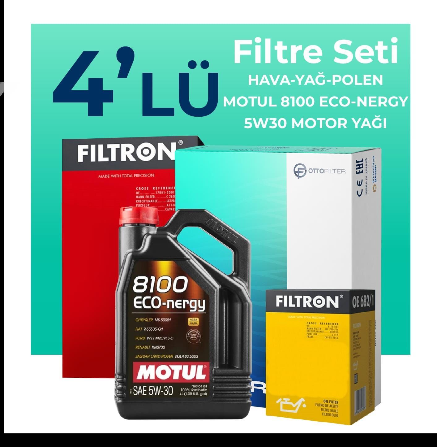Filtron Nissan Micra 1.0 Filtre Bakım Seti Motul Motor Yağlı (2017-2022) 4 Lü