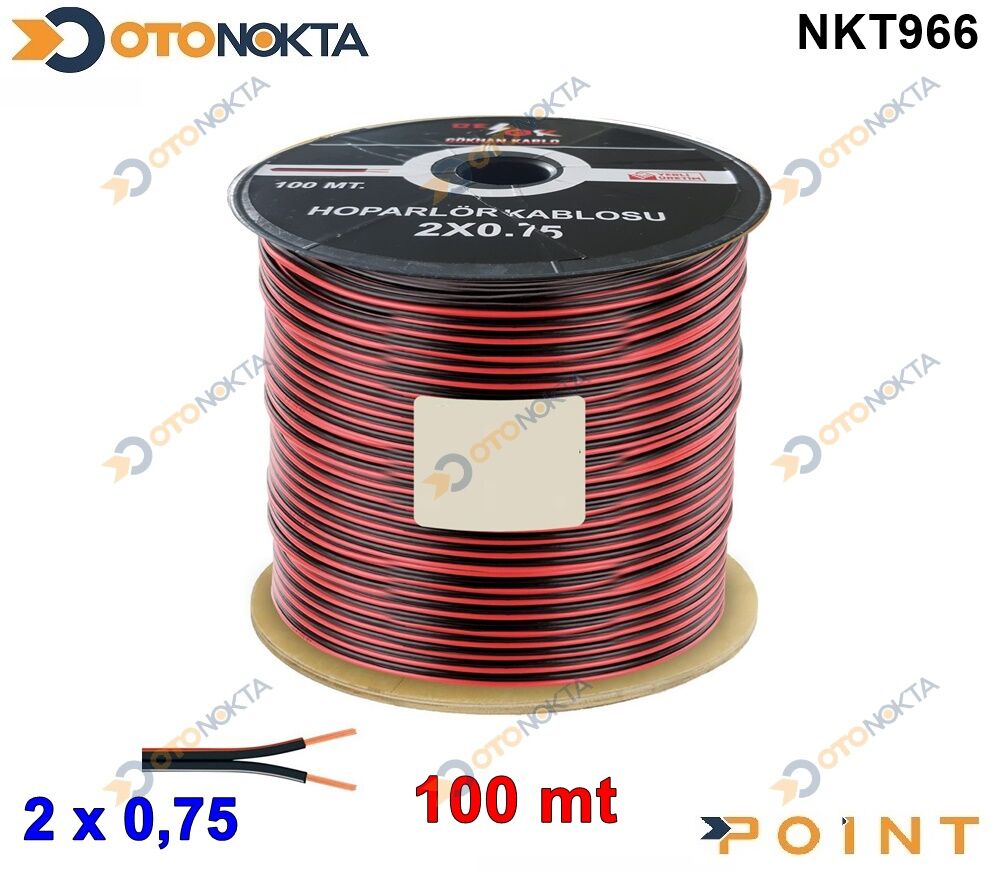 KABLO YASSI 2X0,75 ÇİFTLİ KIRMIZI SİYAH 100M GKN