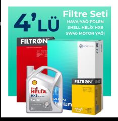 Filtron Renault Symbol 0.9 Benzin TCe Filtre Bakım Seti Shell Motor Yağlı (2014-2021) 4 Lü