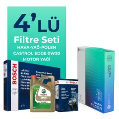 BOSCH Range Rover Vogue 2.0 Benzin Filtre Bakım Seti Castrol Motor Yağlı (2018-2021) 4 Lü