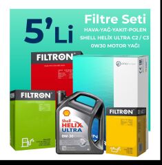 Filtron Citroen Jumper 2.0 BlueHDi Dizel Filtre Bakım Seti Shell Motor Yağlı (2015-2020) 5 Li